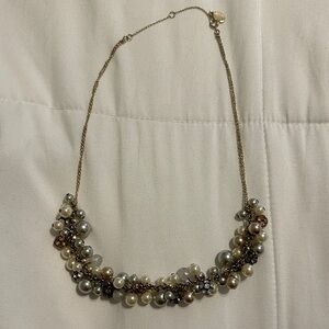 LOFT Mixed Pearl Cluster Necklace in Gold Tone